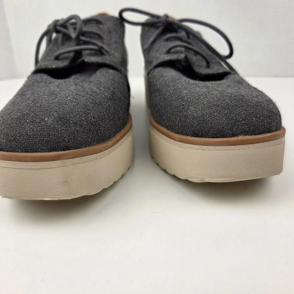 Dr Scholls‎ Womens 8.5M Gray Lillian Platform Oxford Wool Lace up Shoes